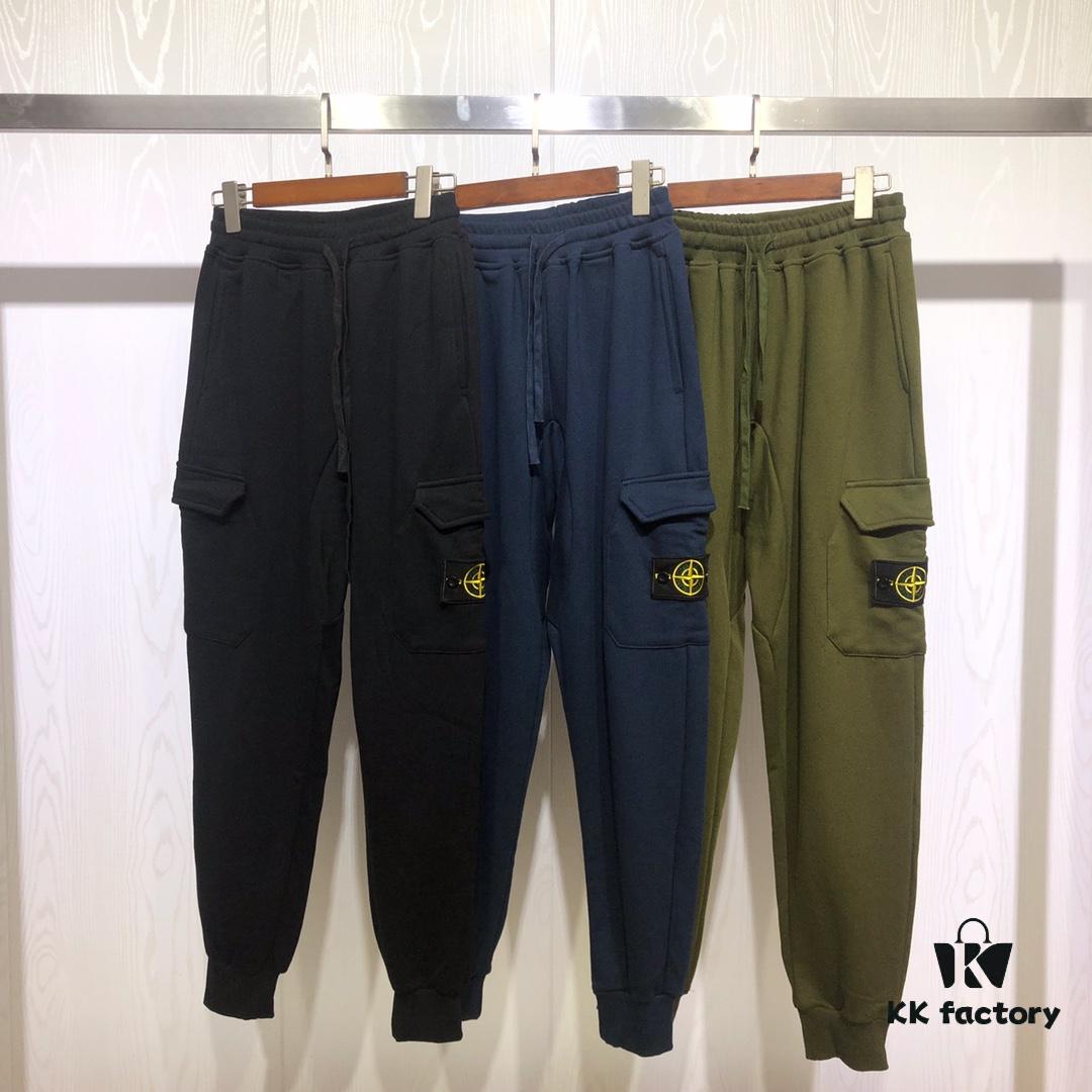 Stone Island 19FW Side Logo Double Pocket Terry Drawstring Sweatpants