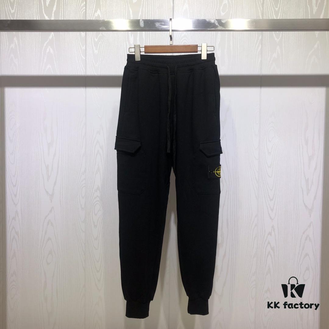 Stone Island 19FW Side Logo Double Pocket Terry Drawstring Sweatpants
