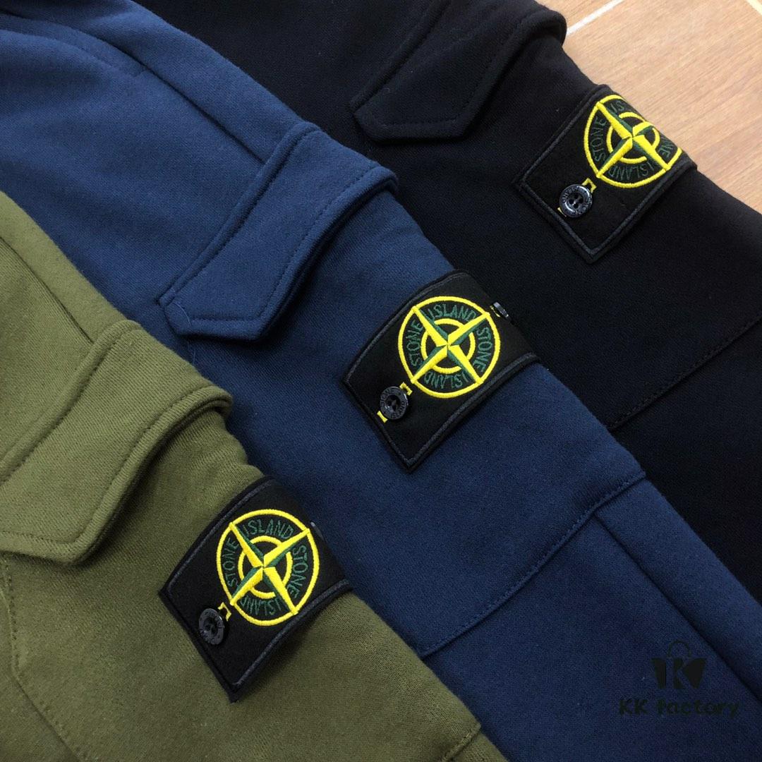 Stone Island 19FW Side Logo Double Pocket Terry Drawstring Sweatpants