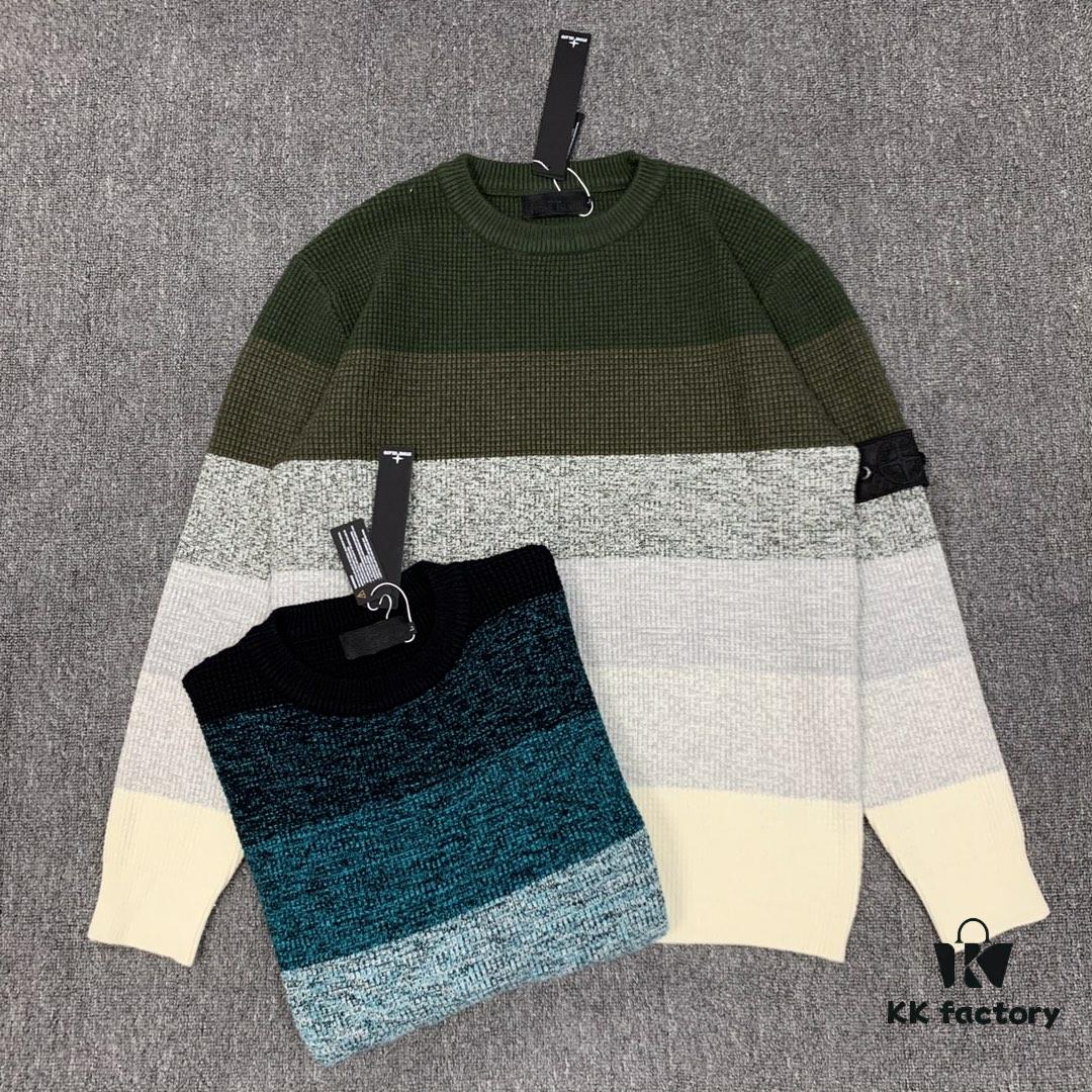 STONE ISLAND SHADOW PROJECT Striped Knit Crewneck Pullover Sweater