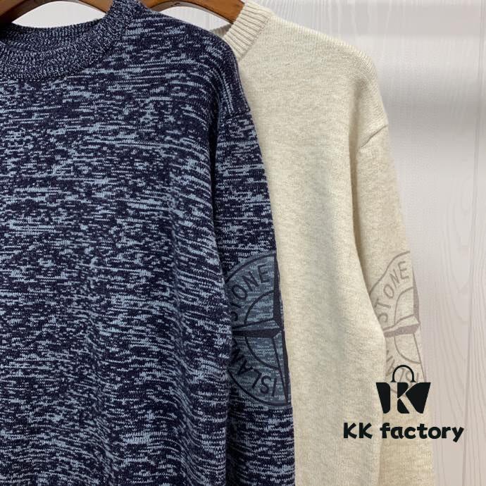 Stone Island 20 Spring Embroidered Badge Large LOGO Fashion Knit Pullover Casual Sweater