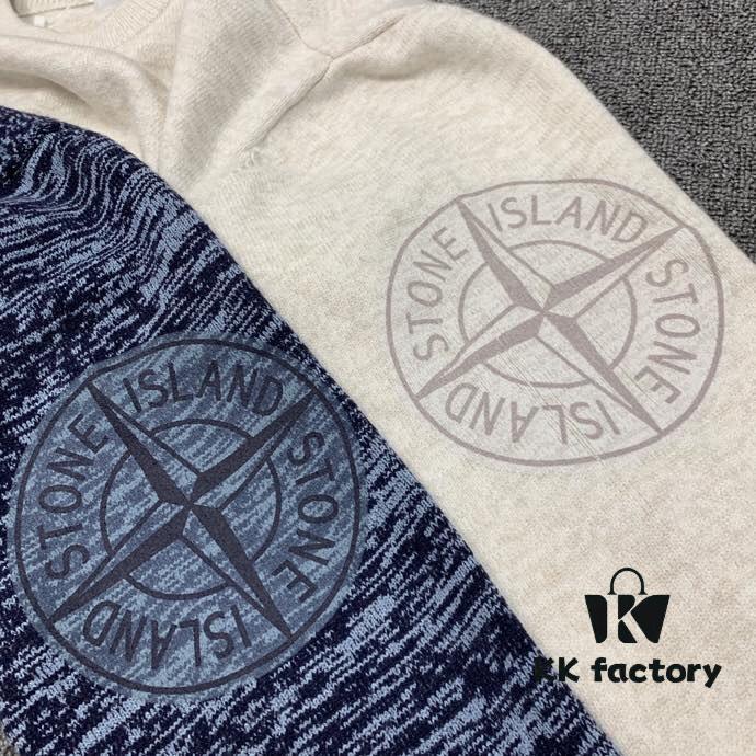 Stone Island 20 Spring Embroidered Badge Large LOGO Fashion Knit Pullover Casual Sweater