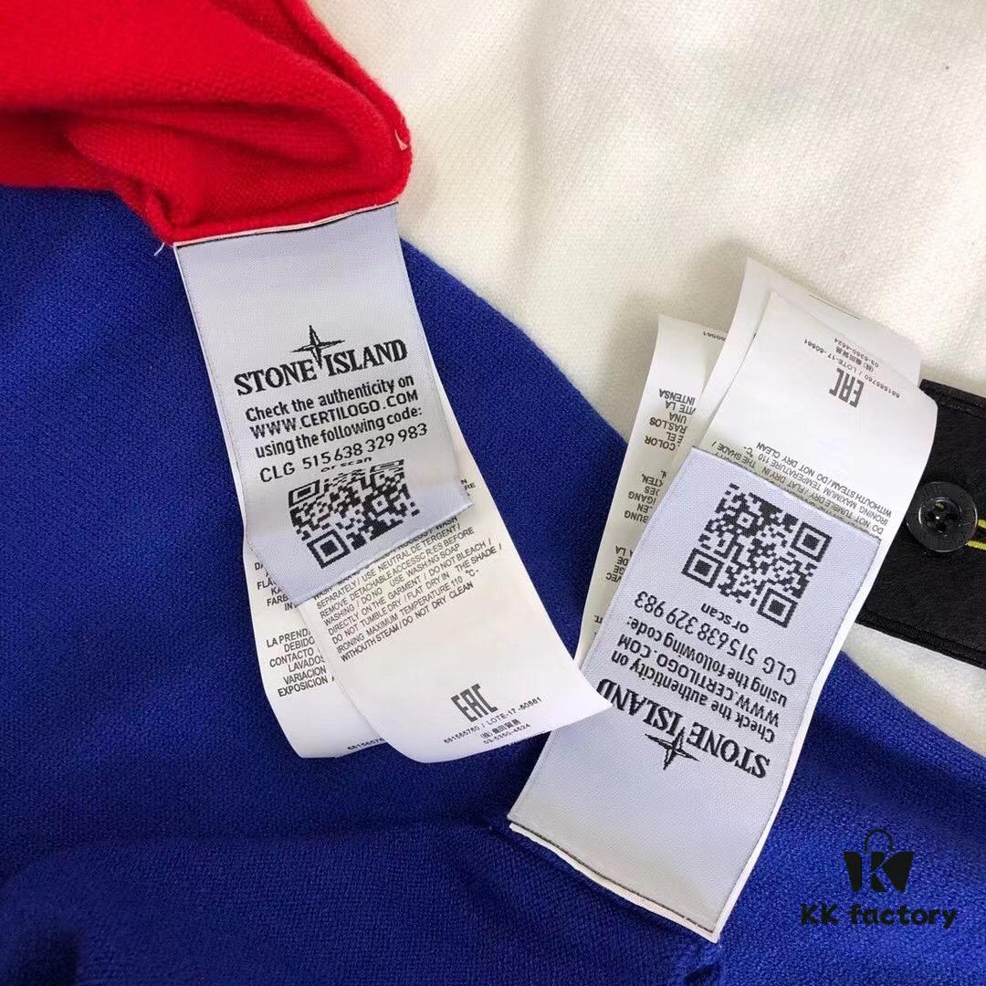 Stone Island Basic Round-Neck Pullover Knit Sweater with Compass Sleeve Patch