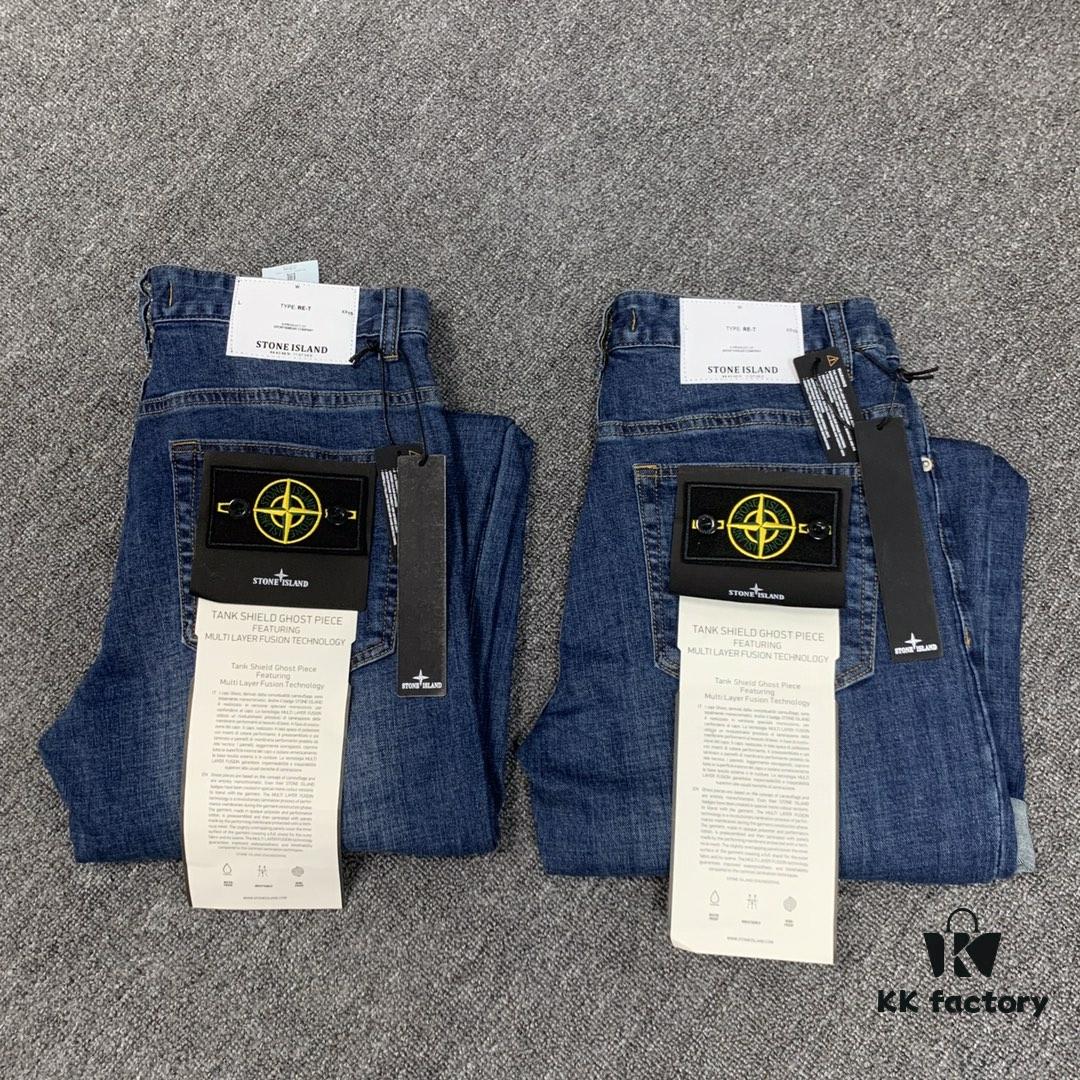 Stone Island Embroidered Compass Logo Washed Denim Jeans