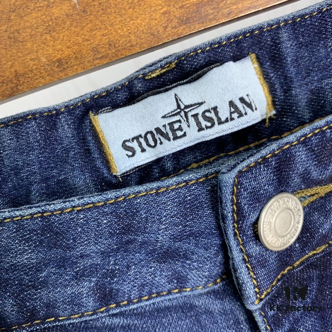 Stone Island Embroidered Compass Logo Washed Denim Jeans