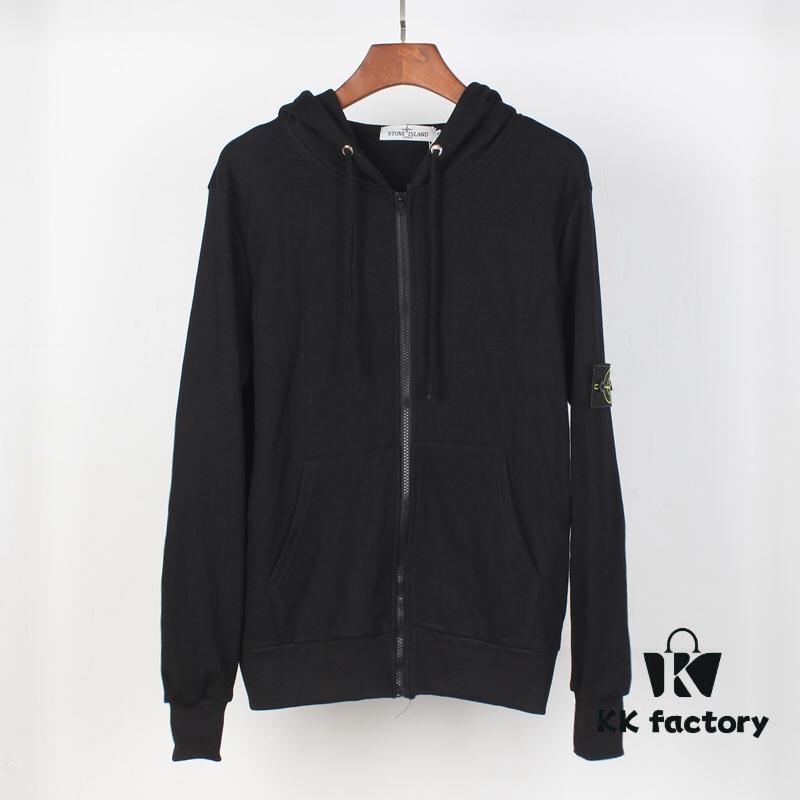 Stone Island Zip-Up Hooded Sweatshirt Jacket with Panelled Sleeves for Enhanced Mobility, Soft and Comfortable Fabric, Available in Black, White, Yellow