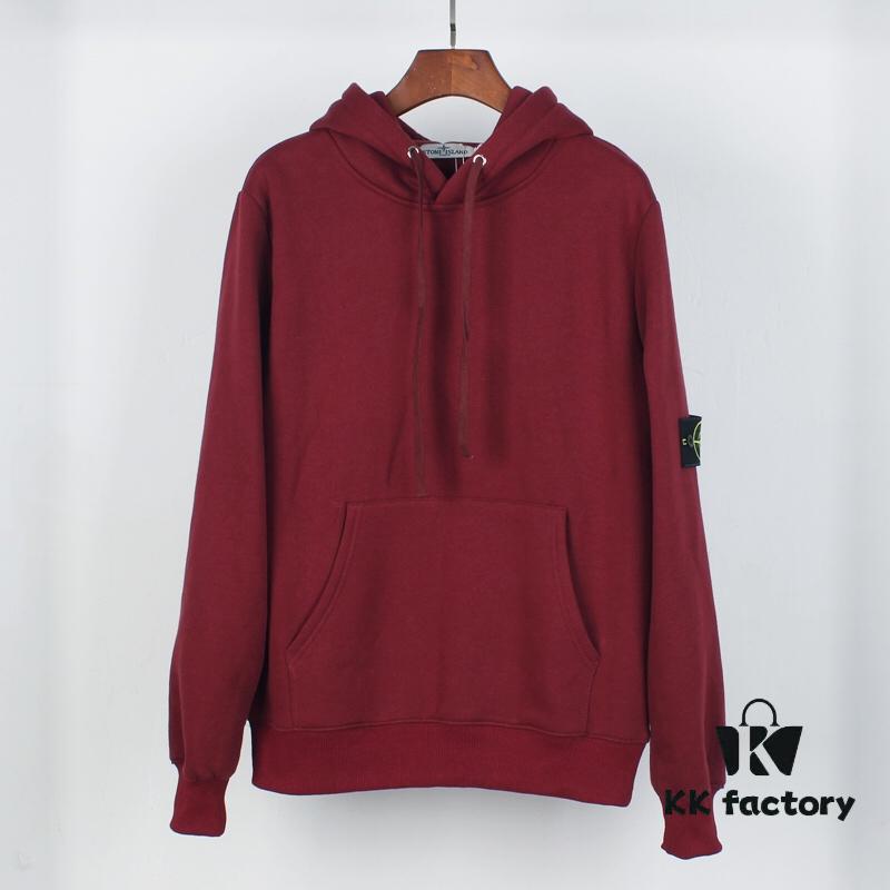Stone Island Evergreen Fleece Hoodie in Black, Yellow, and Burgundy