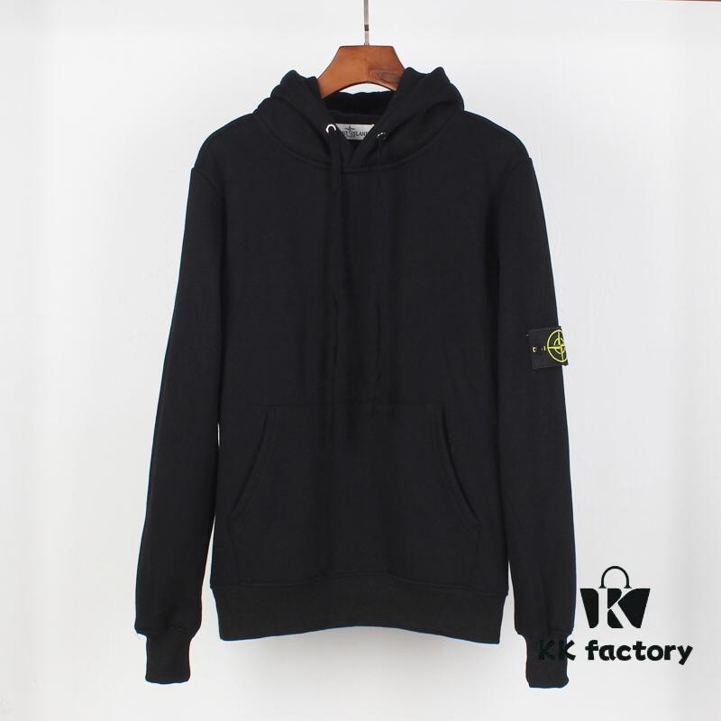 Stone Island Evergreen Fleece Hoodie in Black, Yellow, and Burgundy