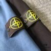 Stone Island Classic Logo Arm Badge Zipper Pocket Terry Crew Neck Sweatshirt in Black and Blue