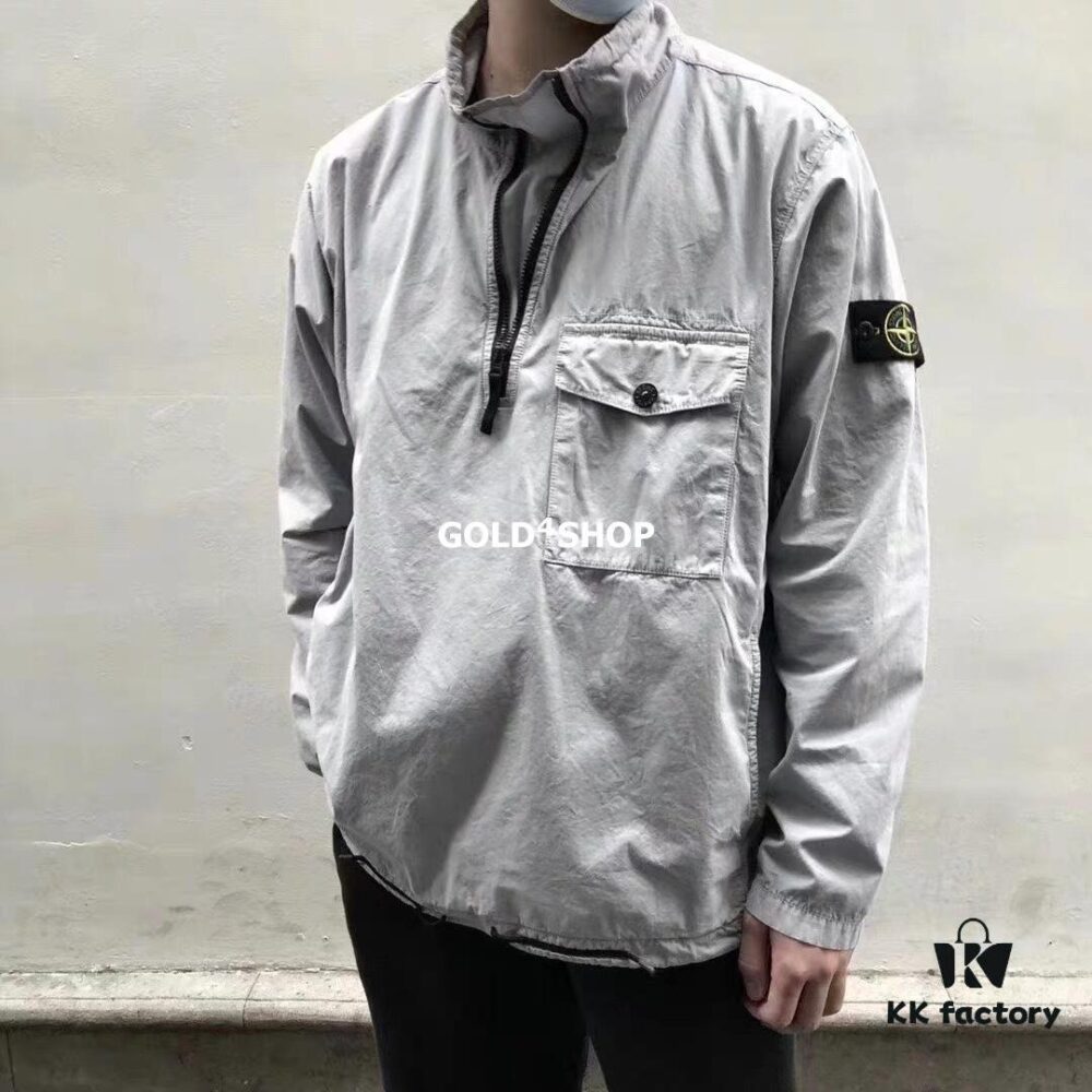 STONE ISLAND Classic Compass Patch Half-Zip Hooded Outerwear Jacket