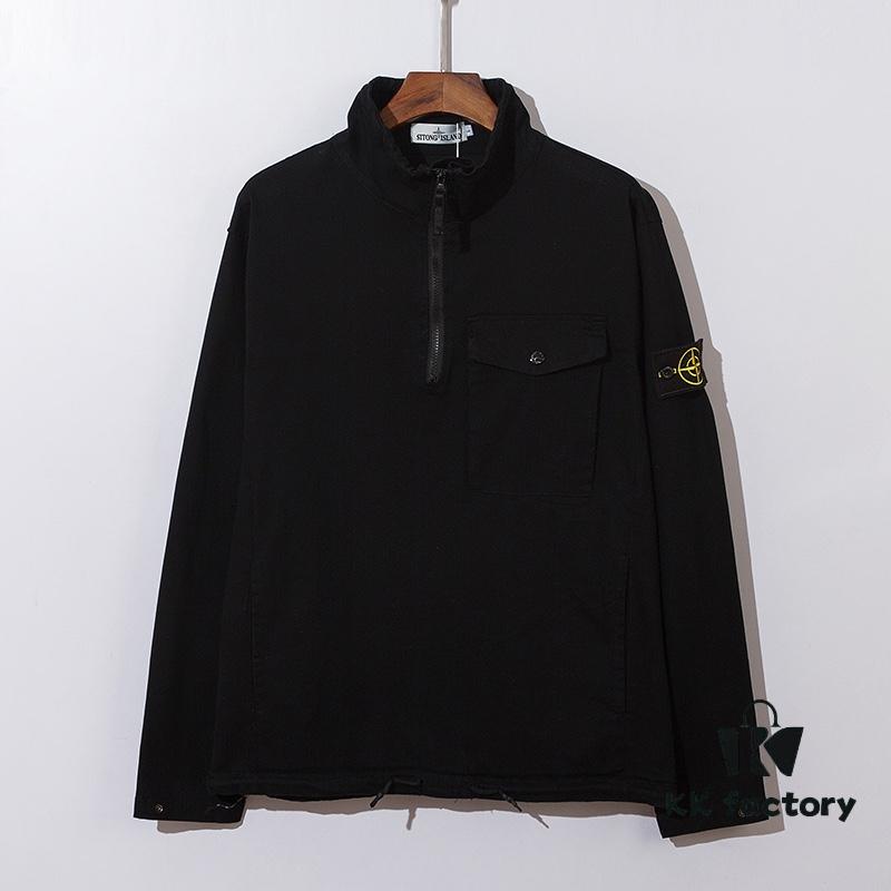 STONE ISLAND Classic Compass Patch Half-Zip Hooded Outerwear Jacket