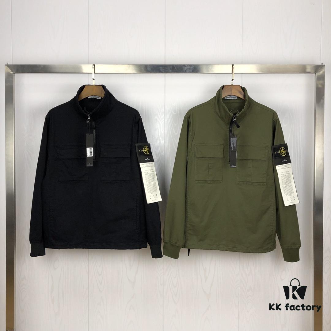 Stone Island 19 Fall/Winter Washed Half-Zip Pullover Jacket