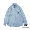 Stone Island Classic Embroidered Logo Patch Denim Shirt Jacket Long Sleeve Cardigan Shirt, Two Colors, M-XXL