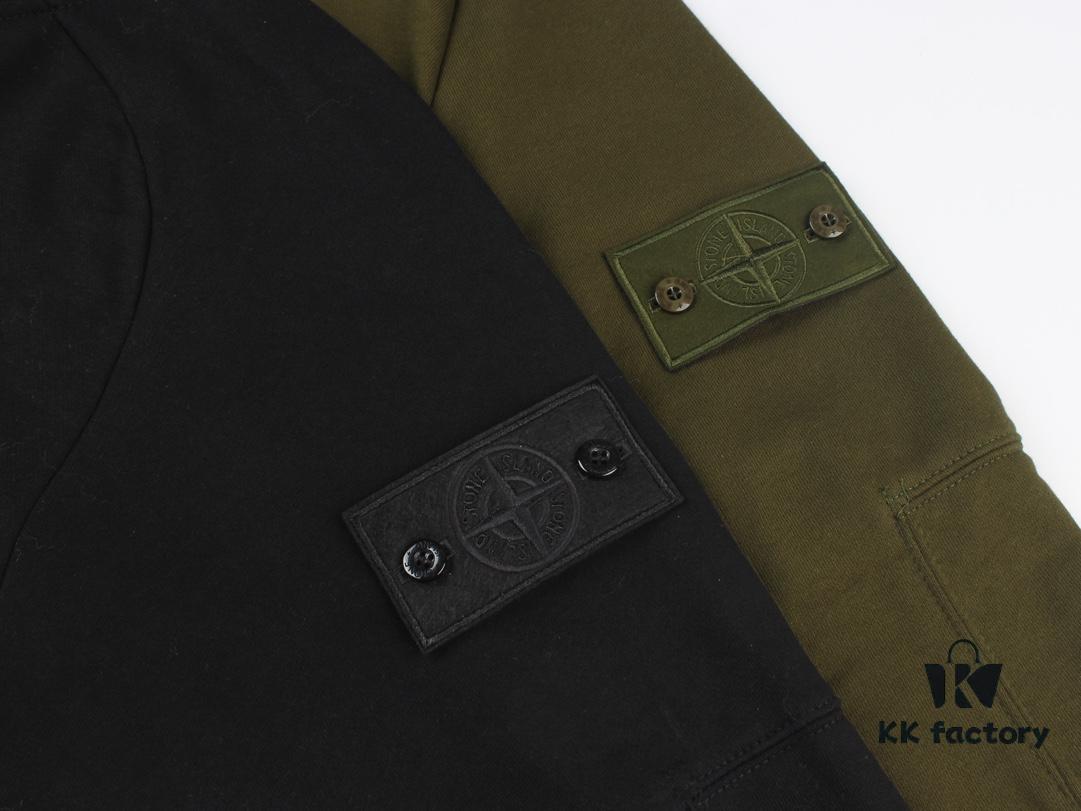 9934# STONE ISLAND GHOST HOODIE Half-Zip Hooded Sweatshirt