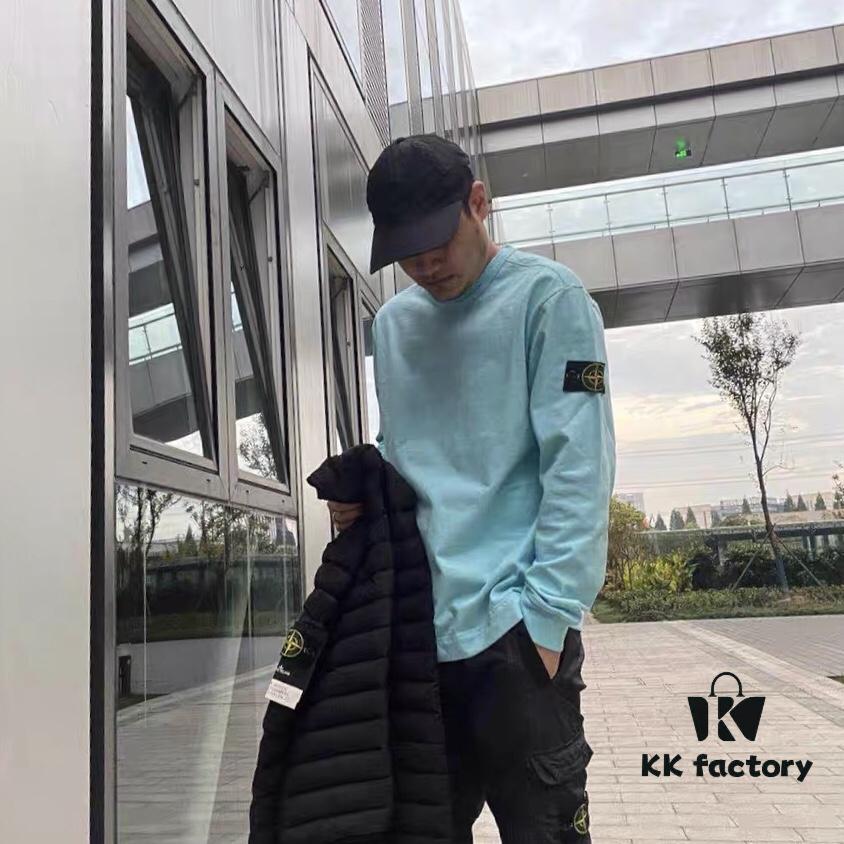 STONE ISLAND 20SS Crew Neck Solid Color Pullover Long Sleeve Lightweight Sweatshirt, Base Layer Top