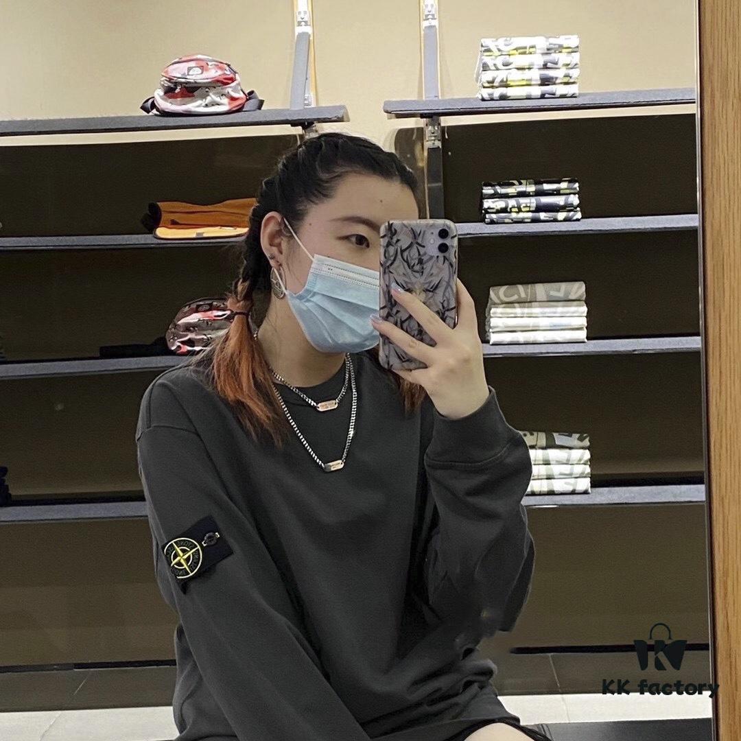 STONE ISLAND 20SS Crew Neck Solid Color Pullover Long Sleeve Lightweight Sweatshirt, Base Layer Top