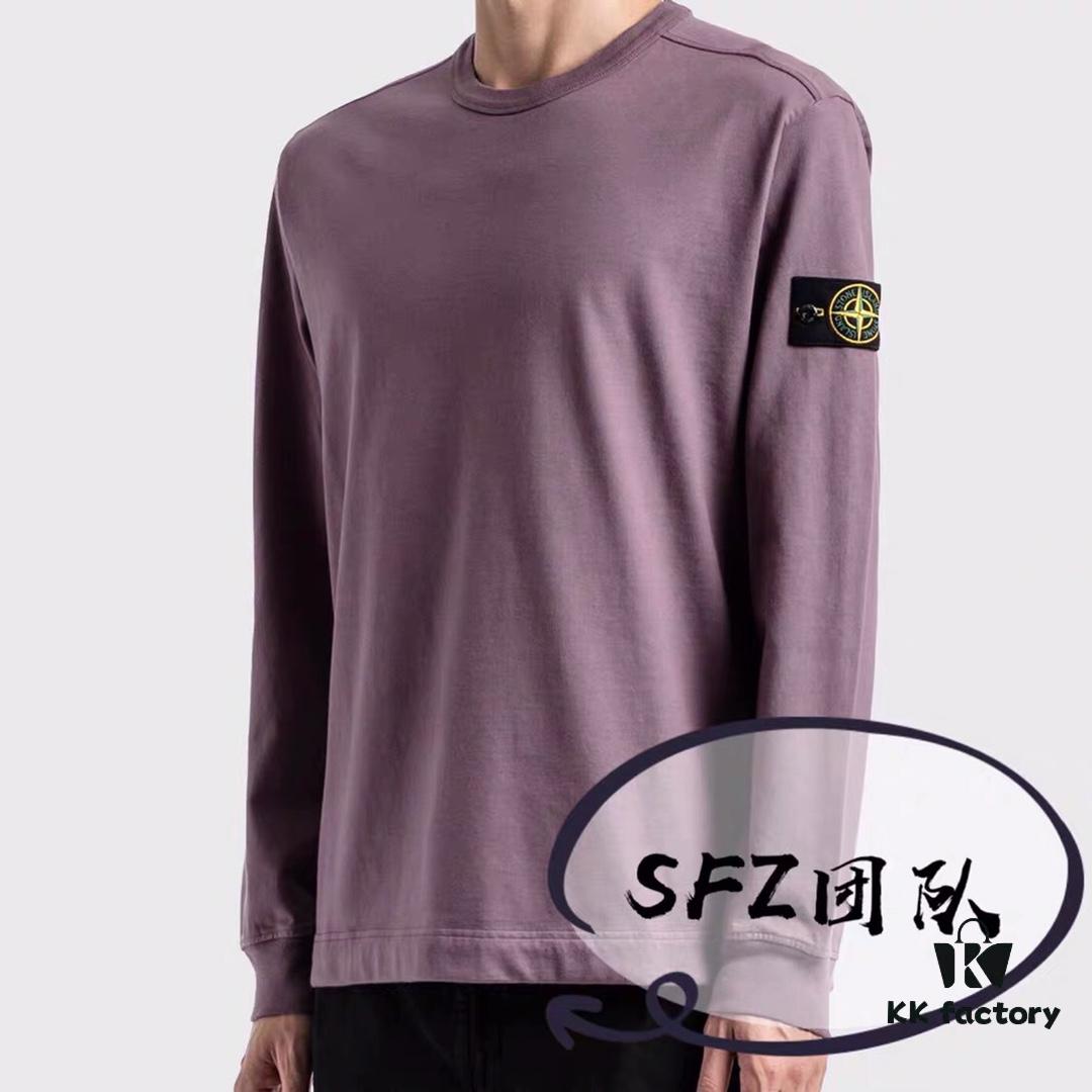 STONE ISLAND 20SS Crew Neck Solid Color Pullover Long Sleeve Sweatshirt, Lightweight Fabric, Base Layer