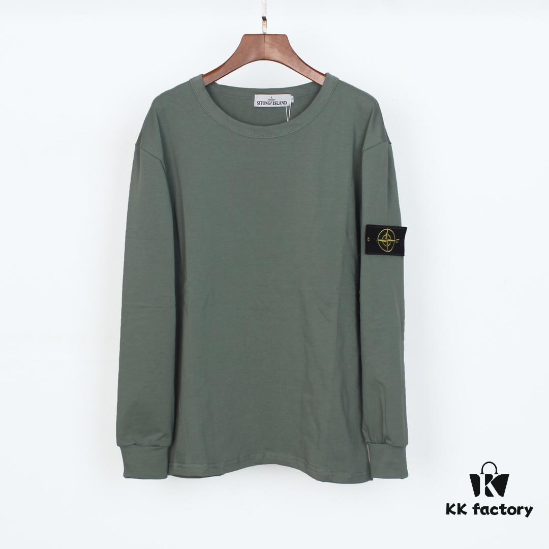 STONE ISLAND 20SS Crew Neck Solid Color Pullover Long Sleeve Sweatshirt, Lightweight Fabric, Base Layer