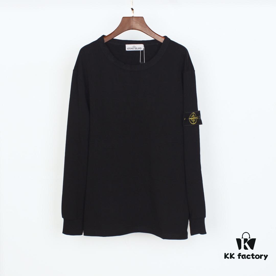 STONE ISLAND 20SS Crew Neck Solid Color Pullover Long Sleeve Lightweight Sweatshirt, Base Layer