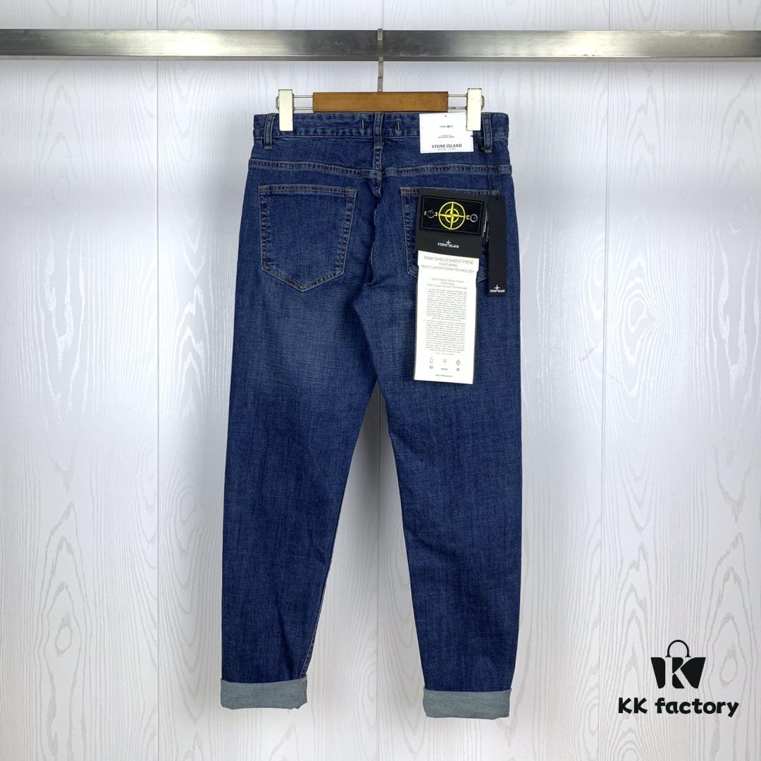 Stone Island Embroidered Compass Logo Washed Jeans