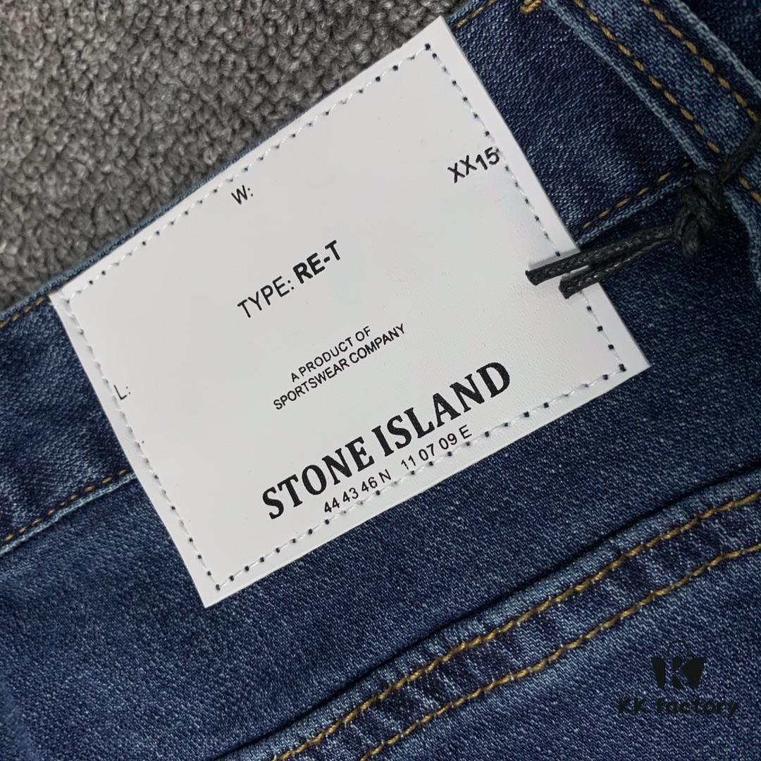 Stone Island Embroidered Compass Logo Washed Jeans