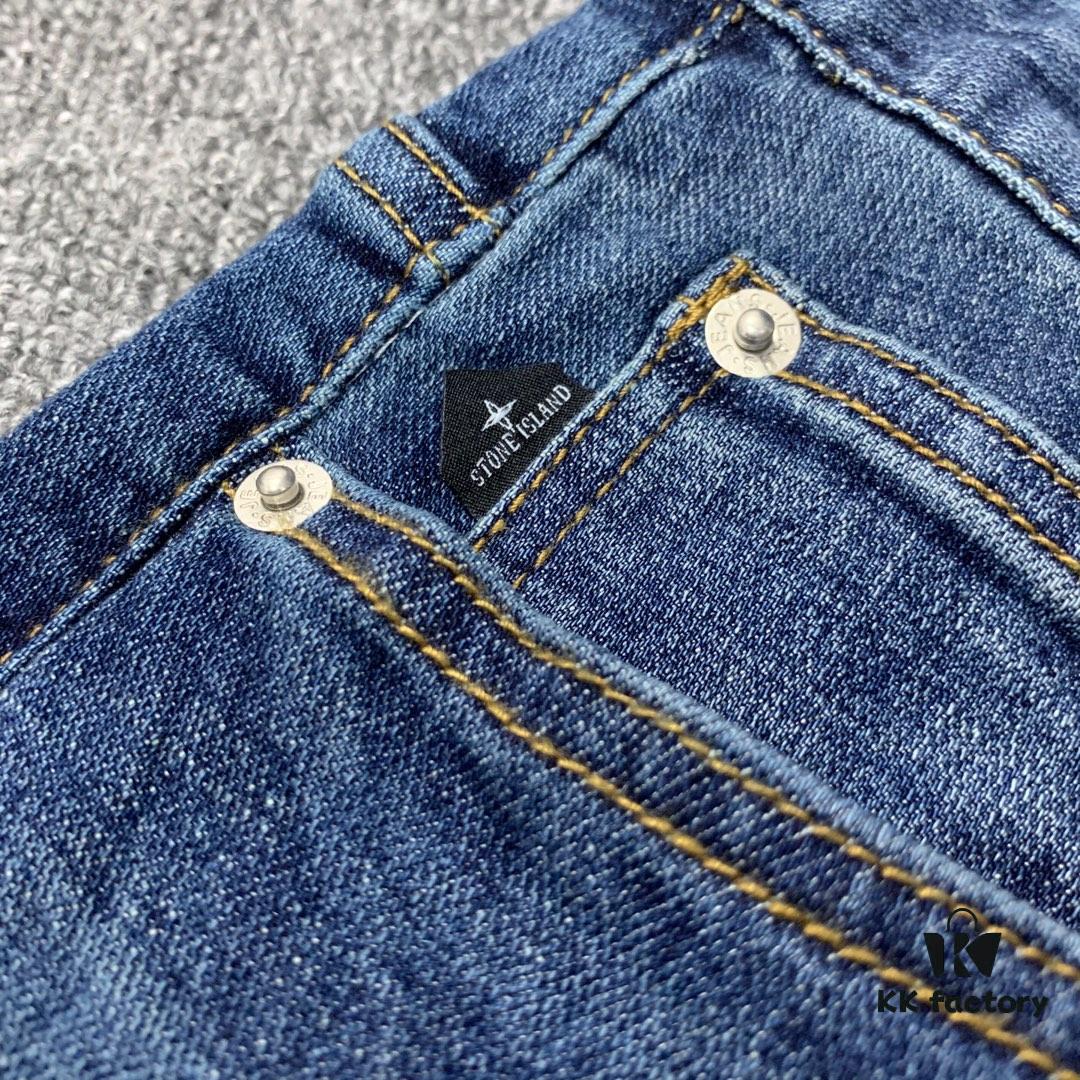 Stone Island Embroidered Compass Logo Washed Jeans