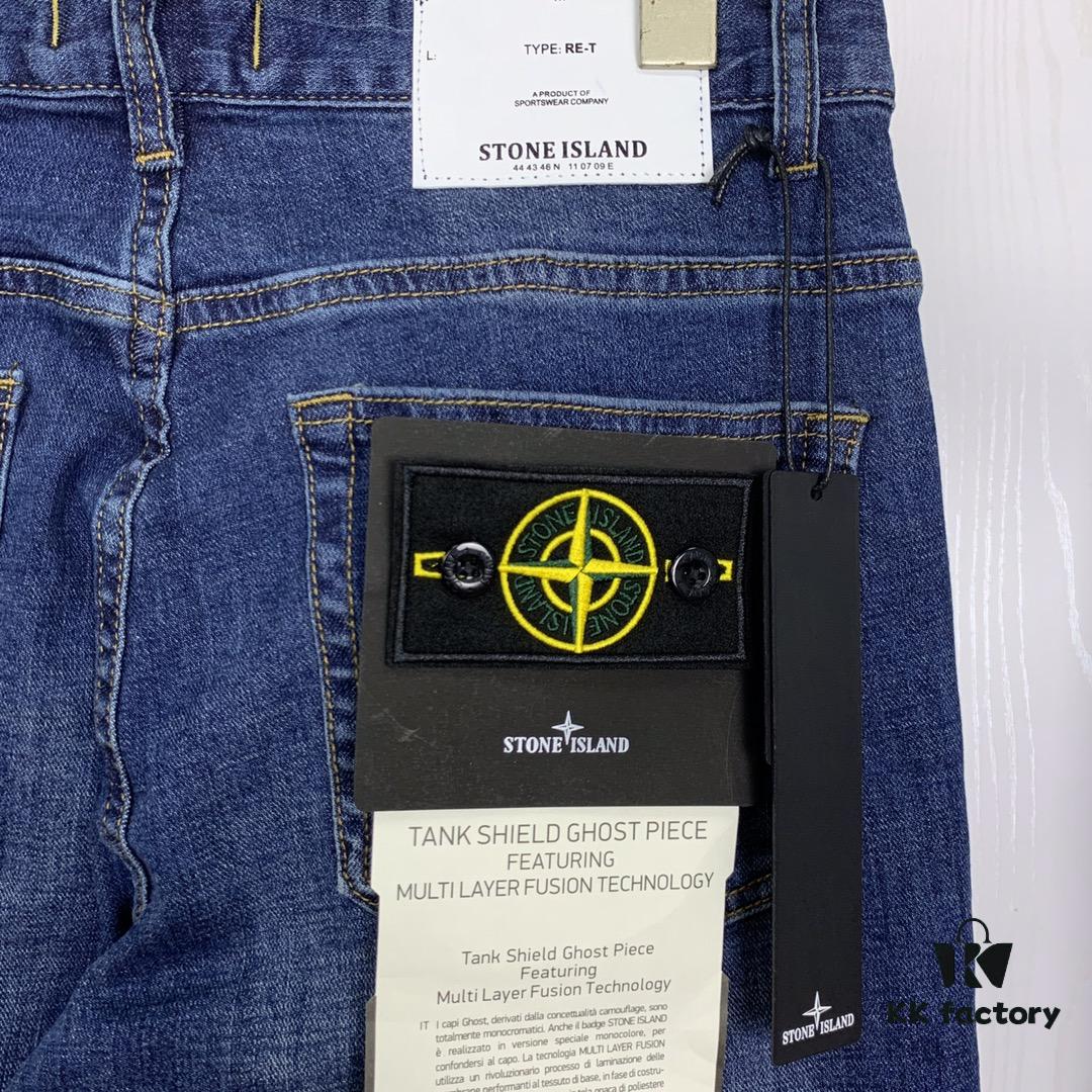Stone Island Embroidered Compass Logo Washed Jeans