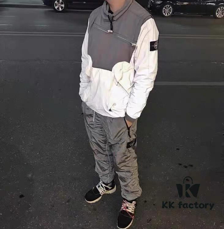 STONE ISLAND Nylon Metallic Casual Tactical Pants with Drawstring Hem