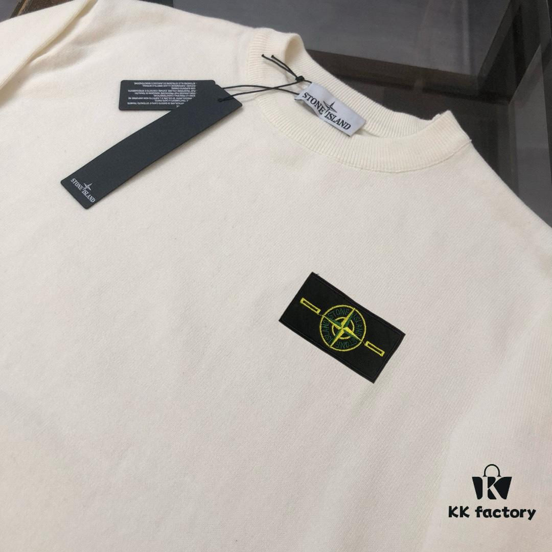 STONE ISLAND Men's Casual Pullover Knit Sweater - Exclusive New Arrival, High-End Design, Urban Style, Classic Round Neck Base Layer