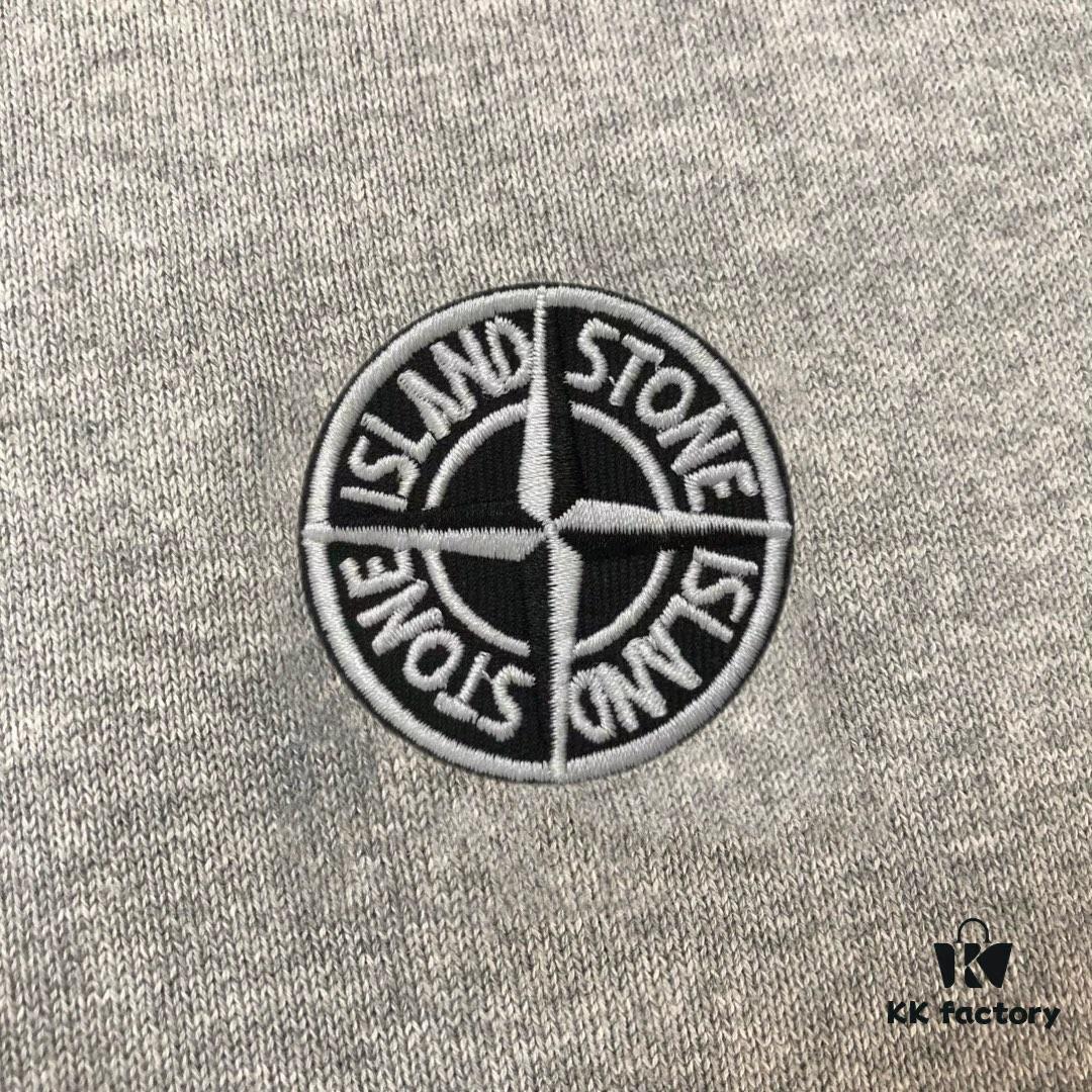 STONE ISLAND Men's Casual Knit Pullover Sweater – Premium Custom Design, Urban Style, Classic Round Neck Base Layer with Compass Logo Embroidery