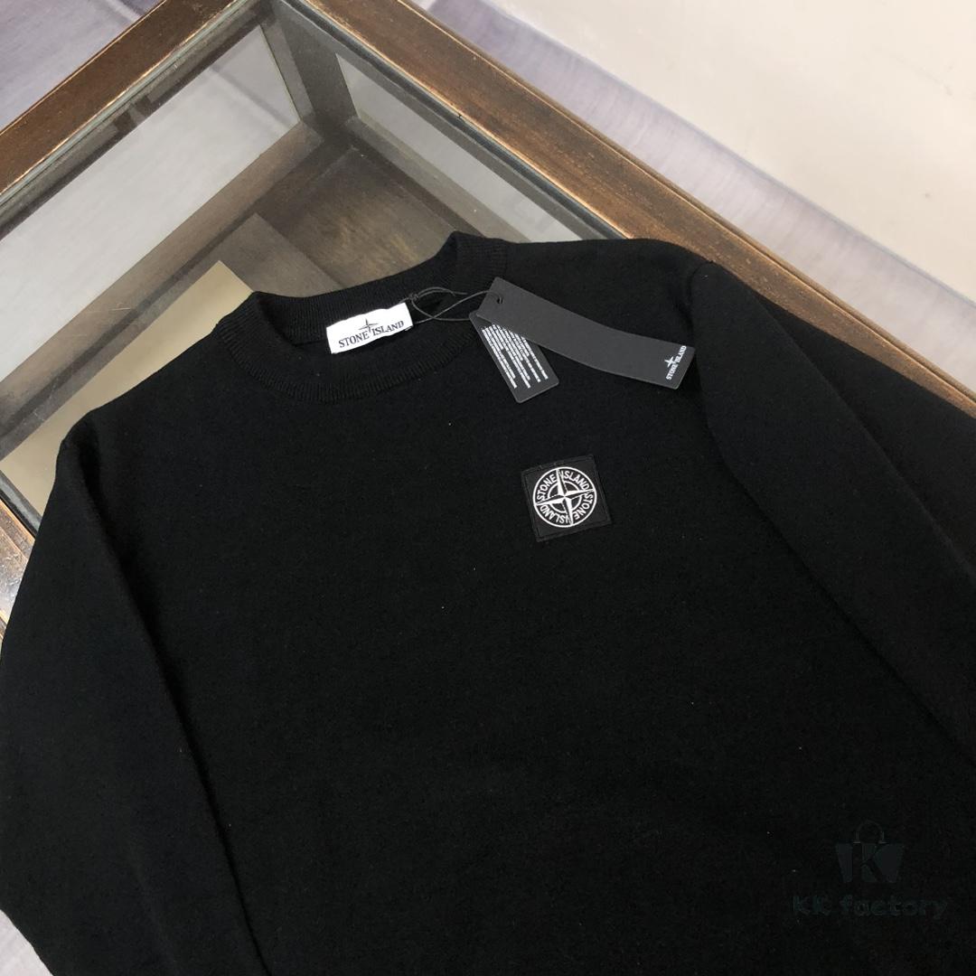 STONE ISLAND Men's Casual Pullover Knit Sweater - Premium Custom Design with Iconic Compass Logo Embroidery