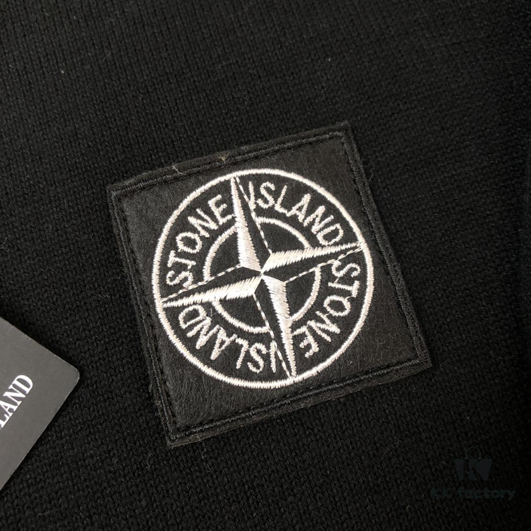 STONE ISLAND Men's Casual Pullover Knit Sweater - Premium Custom Design with Iconic Compass Logo Embroidery