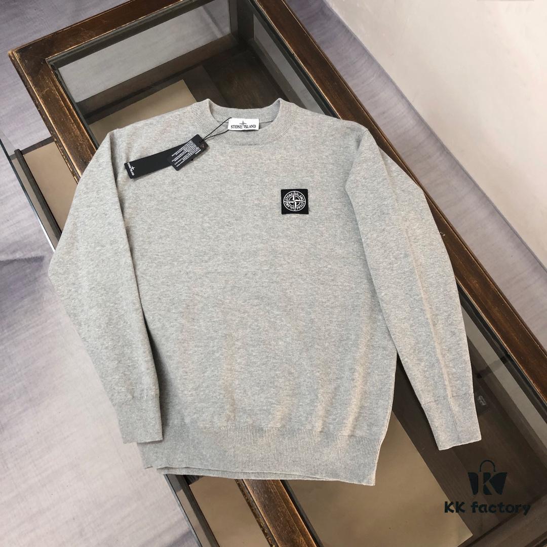 STONE ISLAND Men's Casual Crew-Neck Knit Sweater – Exclusive New Arrival, High-End Custom Design, Urban Style, Minimalist and Elegant Base Layer with Signature Compass Logo Embroidery