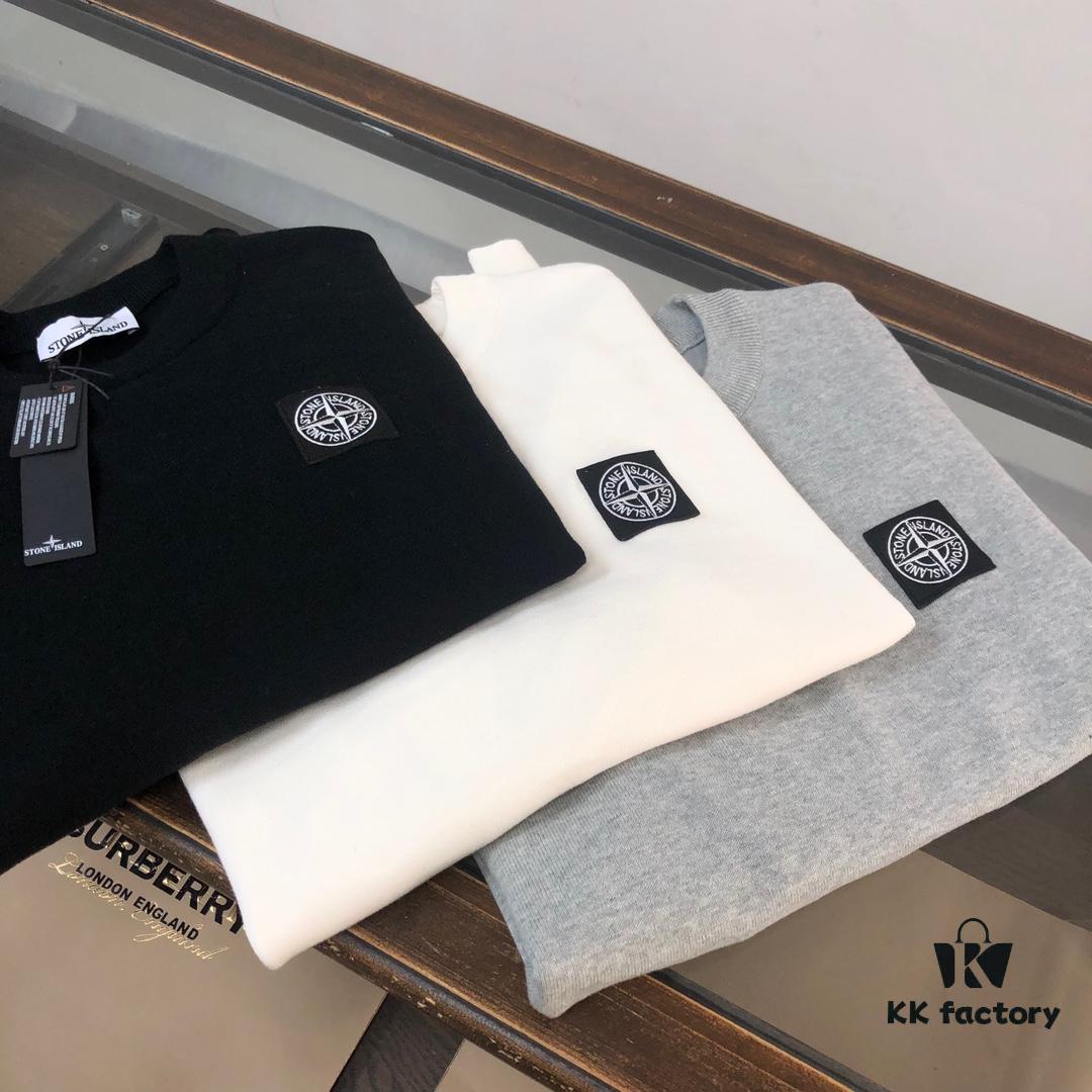 STONE ISLAND Men's Casual Crew-Neck Knit Sweater – Exclusive New Arrival, High-End Custom Design, Urban Style, Minimalist and Elegant Base Layer with Signature Compass Logo Embroidery