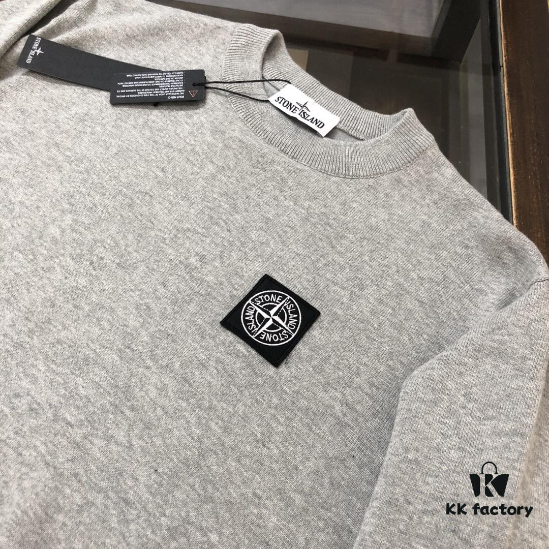 STONE ISLAND Men's Casual Crew-Neck Knit Sweater – Exclusive New Arrival, High-End Custom Design, Urban Style, Minimalist and Elegant Base Layer with Signature Compass Logo Embroidery