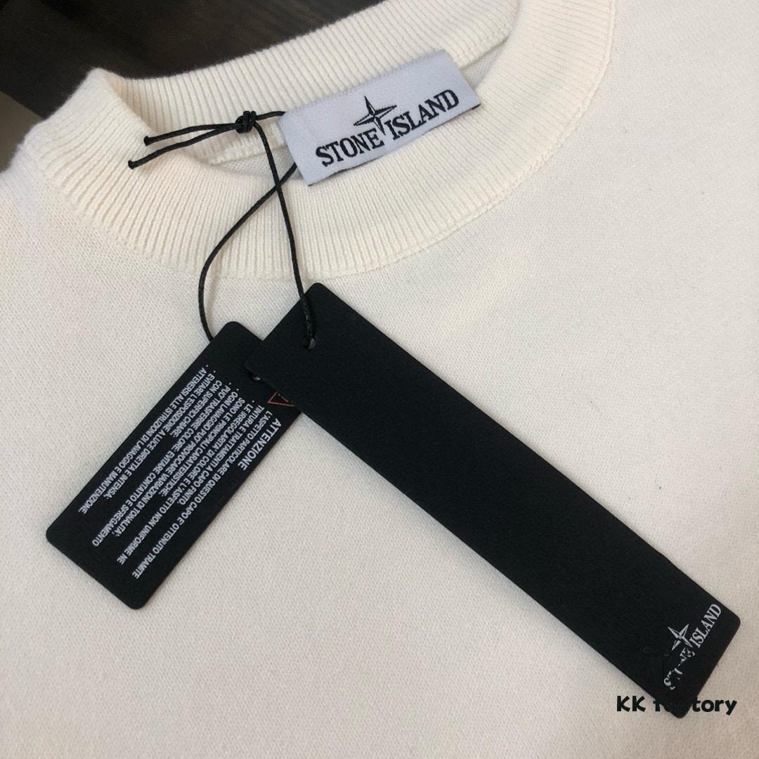 STONE ISLAND Men's Casual Knit Pullover Sweater - Premium Custom Fit, Minimalist Round Neck Design with Iconic Compass Logo Embroidery