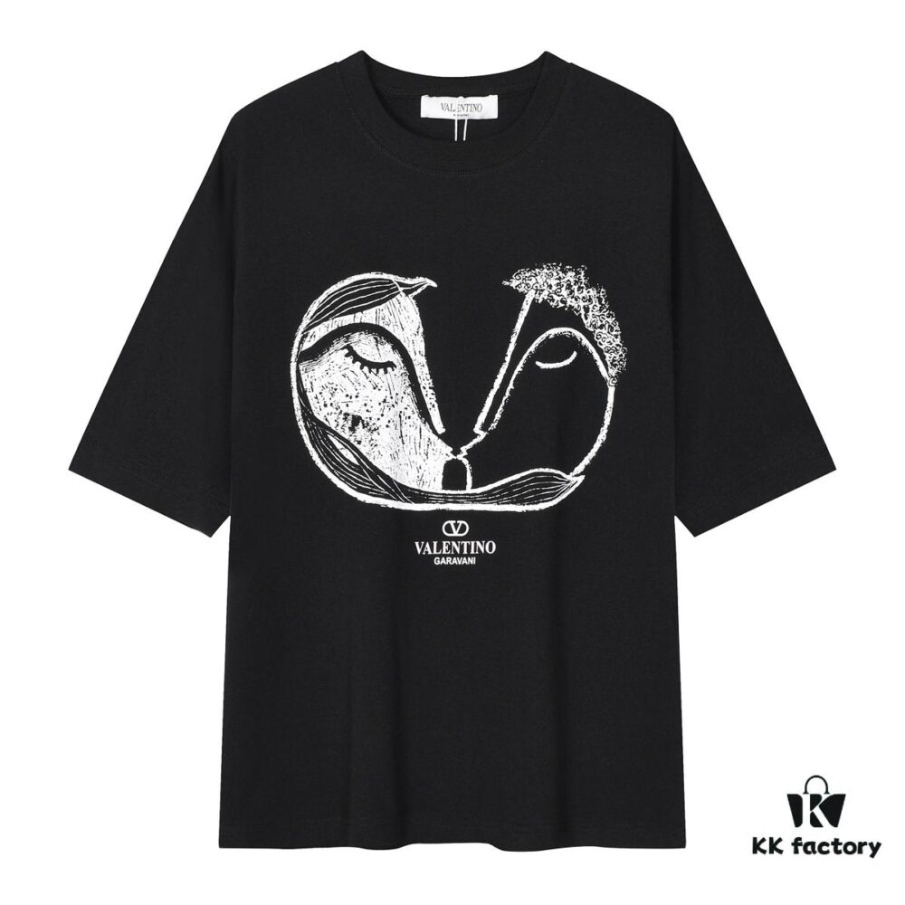 VALENTINO Inspired Classic Logo Artwork Solid Color Print T-Shirt, Premium Quality Fabric, Unisex Fashion Style