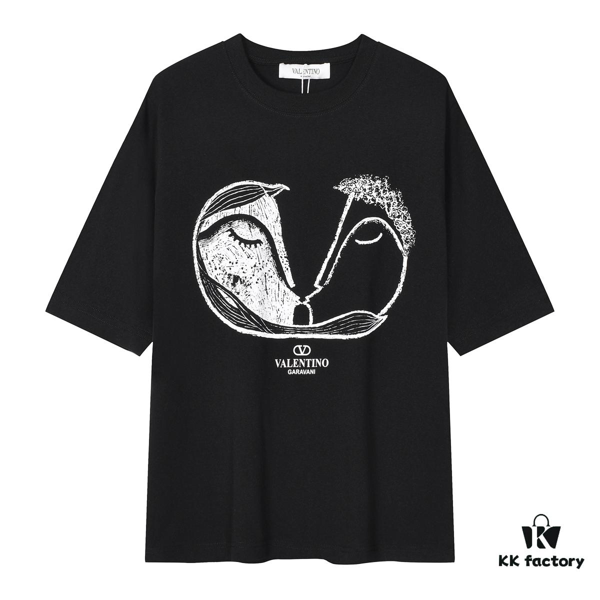 VALENTINO Inspired Classic Logo Artwork Solid Color Print T-Shirt, Premium Quality Fabric, Unisex Fashion Style