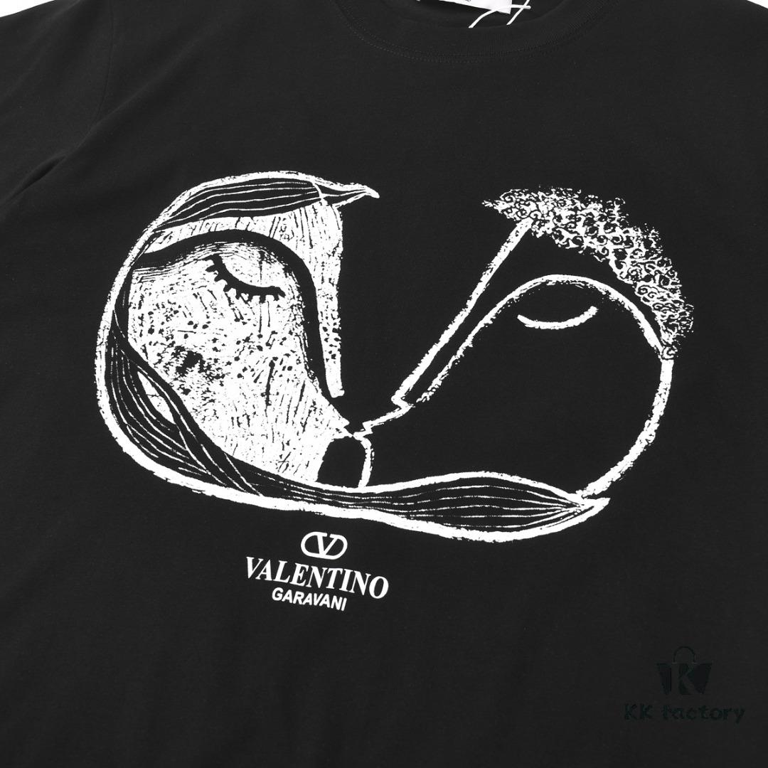 VALENTINO Inspired Classic Logo Artwork Solid Color Print T-Shirt, Premium Quality Fabric, Unisex Fashion Style