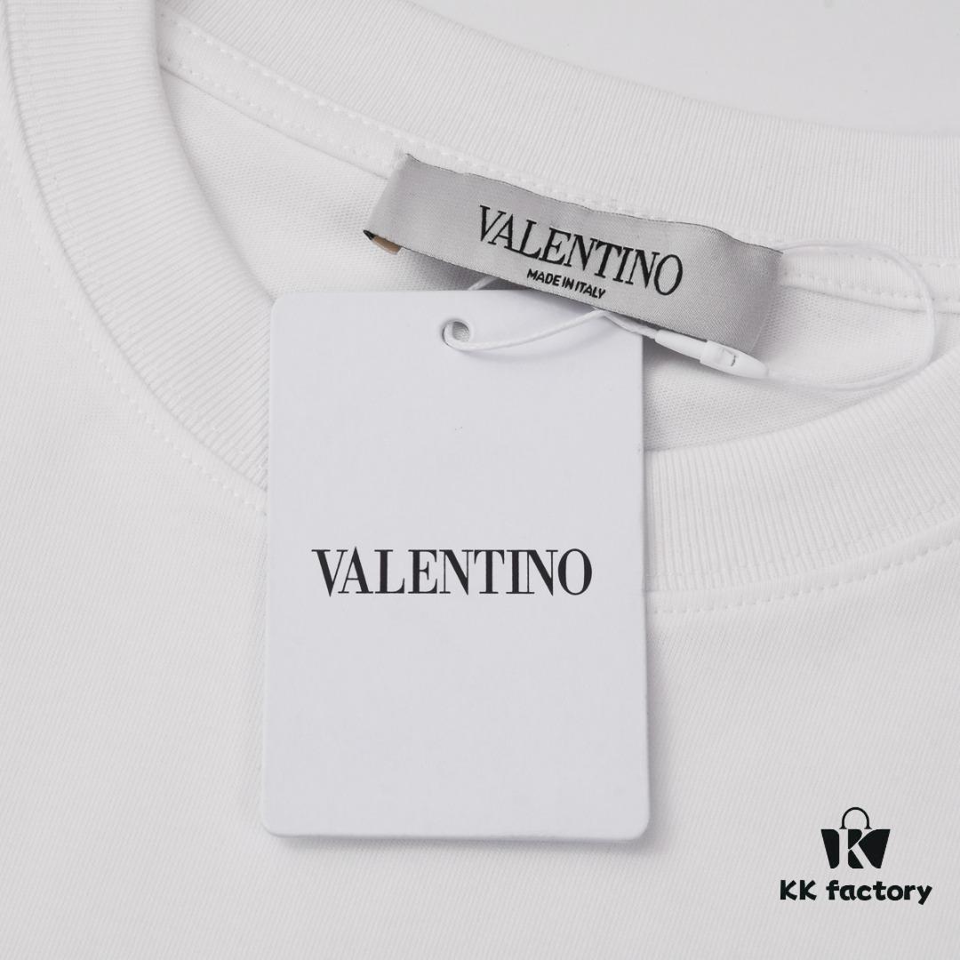 Valentino Inspired Classic Logo Artwork Solid Color Print T-Shirt, Premium Quality Fabric, Unisex Fashion Essential