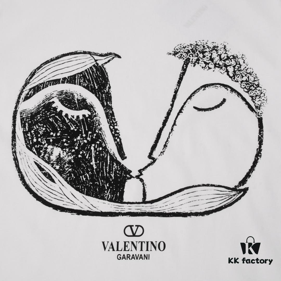Valentino Inspired Classic Logo Artwork Solid Color Print T-Shirt, Premium Quality Fabric, Unisex Fashion Essential