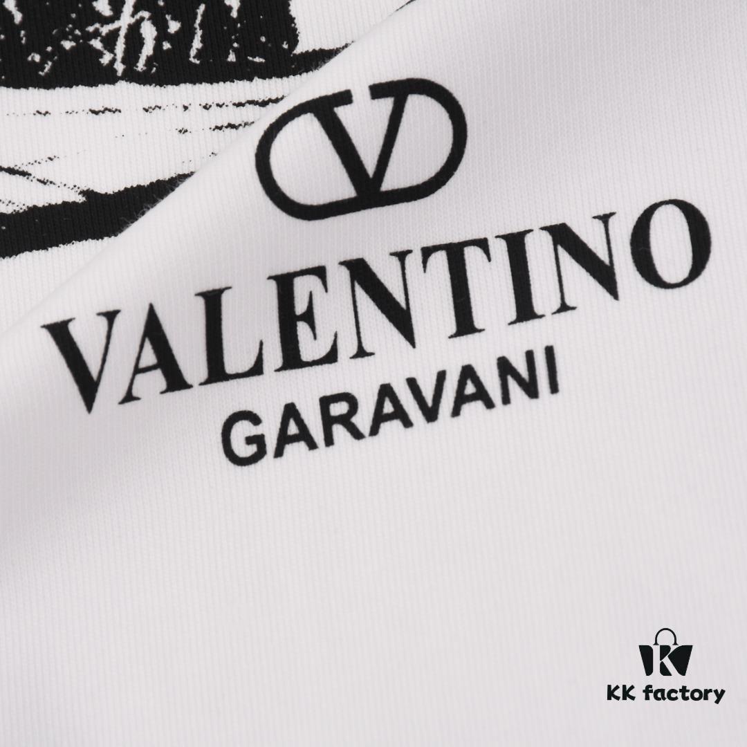 Valentino Inspired Classic Logo Artwork Solid Color Print T-Shirt, Premium Quality Fabric, Unisex Fashion Essential