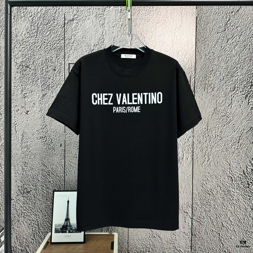 New Valentino 2025 Spring-Summer Short Sleeve T-Shirt, Heavyweight Cotton with Letter Logo Print