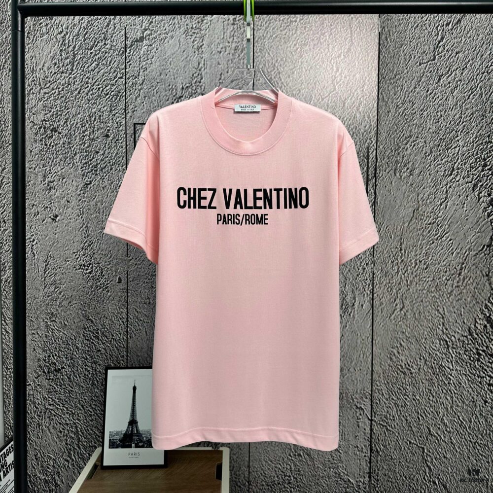 New Valentino 2025 Spring/Summer Short Sleeve T-Shirt Heavyweight Cotton Letter Logo Print