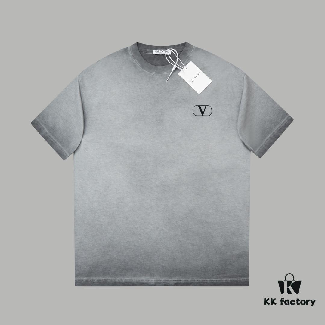 VAL*NTINO Huajia 25SS Spring Collection Flocked Letter Print Short Sleeve T-Shirt