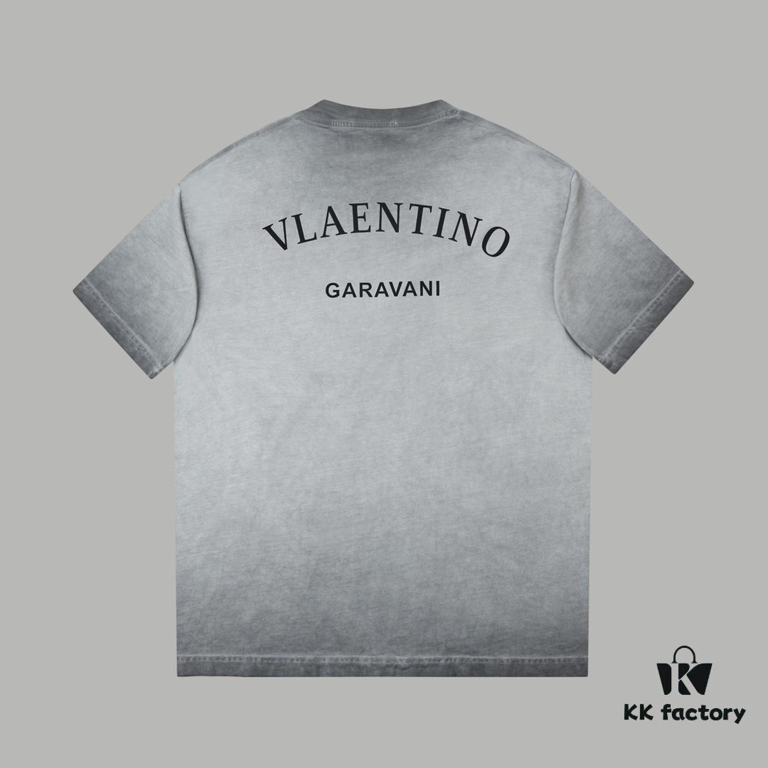 VAL*NTINO Huajia 25SS Spring Collection Flocked Letter Print Short Sleeve T-Shirt