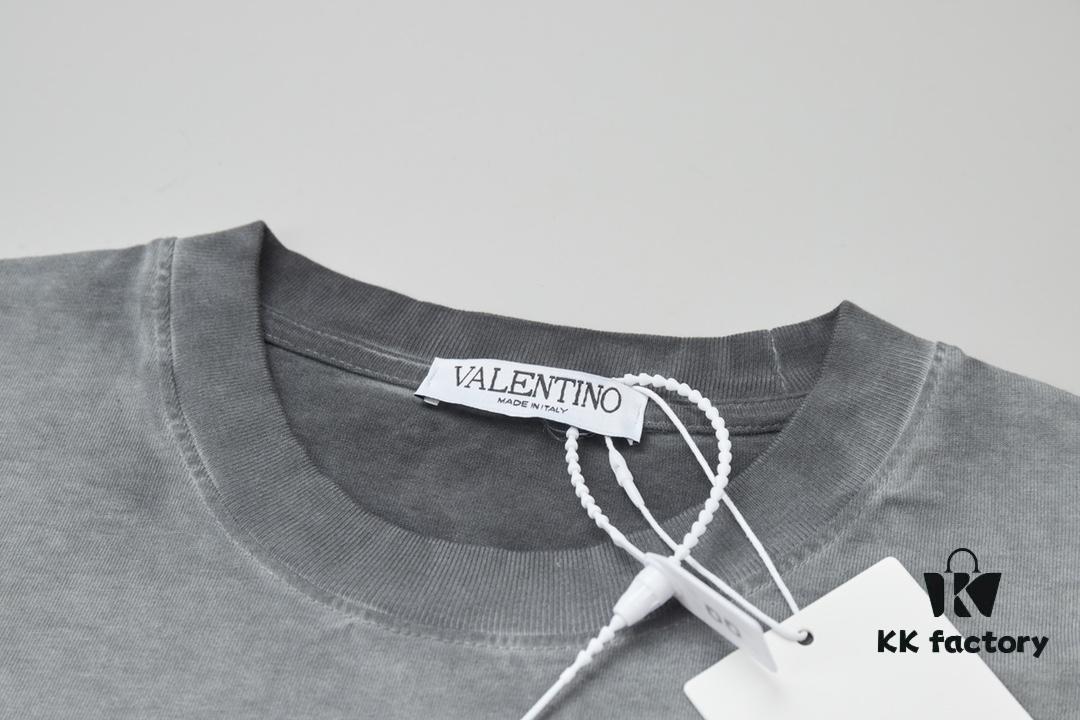 VAL*NTINO Huajia 25SS Spring Collection Flocked Letter Print Short Sleeve T-Shirt