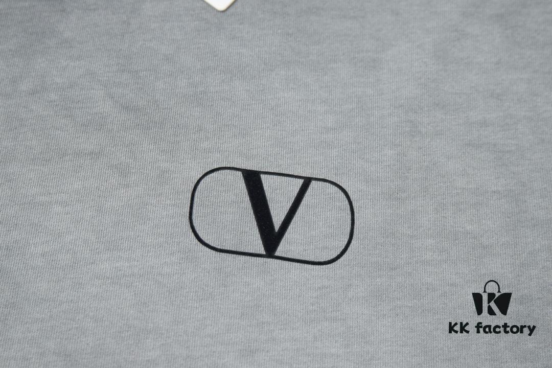 VAL*NTINO Huajia 25SS Spring Collection Flocked Letter Print Short Sleeve T-Shirt