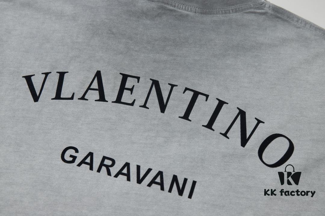 VAL*NTINO Huajia 25SS Spring Collection Flocked Letter Print Short Sleeve T-Shirt