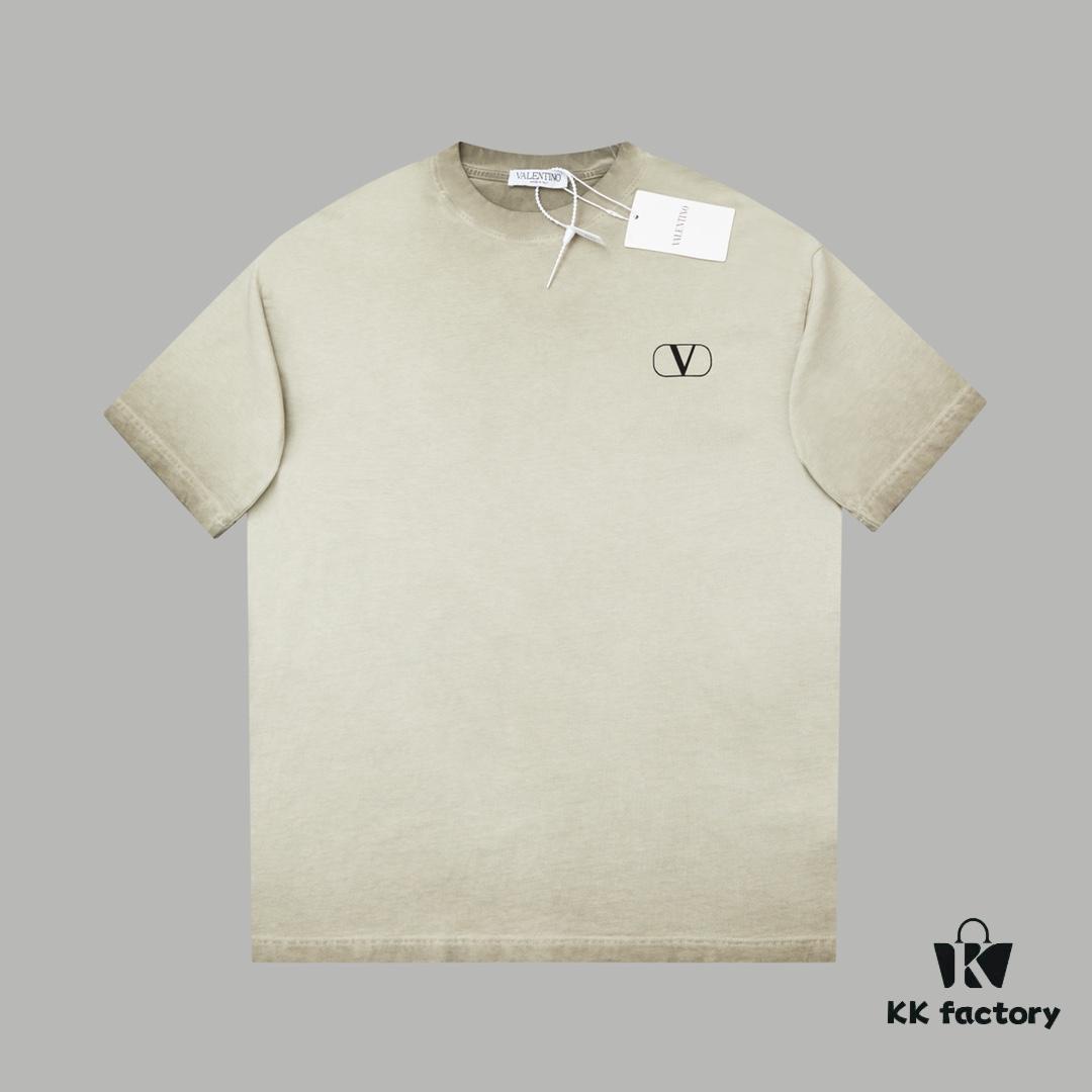 VAL*NTINO Huajia 25SS Spring Collection Flocked Letter Print Short Sleeve T-Shirt